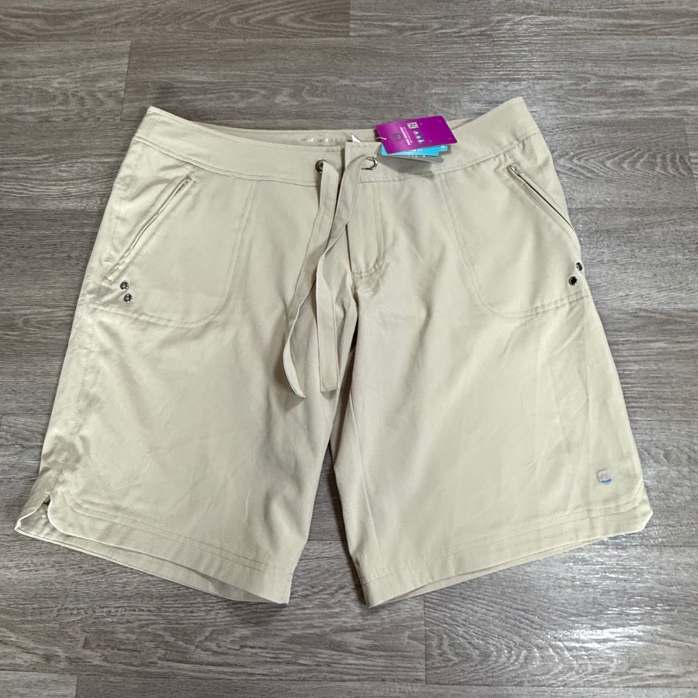 Free Country Mens XL Tan Quick Dry Woven Stretch Hiking Cargo Shorts‎ Khaki NWT